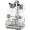 ILSA Stand Olio, Aceto, Sale, Pepe, Stuzzicadenti, set 5 pz, Acciaio Inox, cm 12,5x13,5