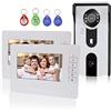 Kadongli KDL Sistema Citofono Campanello Videocitofono da 7 Pollici Controllo accessi RFID con visione notturna audio/IR bidirezionale/Telecamera HD a colori per la sicurezza domestica (2 monitor)