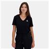 Le Coq Sportif - Ess Tee SS Scollo a V N. 1 - Maglietta da Donna a Maniche Corte con Scollo a V Jersey 100% Cotone 140 g Morbido Taglio Classico - Logo Ricamato - Taglia XS - Nero