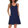 Koerye Vestito Estivo da Donna Copricostume Abiti con Scollo a V Tasche Vestito Spiaggia Cinturino Spaghetti Abito Casual Corto Prendisole Copricostume Verde,M