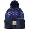 Carhartt Donna 106647 Berretto da Donna in Maglia Jacquard con Pompon, Navy, Taglia Unica