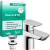 hansgrohe Neovis Q 71346000 - Miscelatore lavabo con scarico push-open, rubinetto bagno con beccuccio altezza 63 mm, miscelatore lavabo a risparmio idrico (EcoSmart), cromato