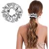 ZLYC Anelli per capelli da donna e ragazza, 100% seta, in pura seta di gelso, 19 momme (tinta unita, argento), 3,5 cm