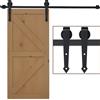 Kit Per Porta Scorrevole In Stile Rustico Con Binario 200cm E Rotelle, Nero