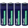 Trust Pile Ricaricabili AA USB-C 4 Pezzi, Batterie AA Porta USB-C Integrata, Nessun Caricabatteria Necessario, 1700 mAh Pile Stilo Ricaricabili tramite Porta USB, Cavo Incluso, Confezione da 4