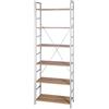 eSituro Scaffale Libreria Portaoggetti in Acciaio Scaffale Vintage Industriale a 6 Ripiani Scaffalatura Multifunzionale per Cucina Soggiorno Rovere chiaro+Bianco SSTR0046