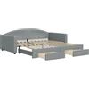 vidaXL Letto da giorno allungabile con cassetti grigio chiaro 100x200 cm in tessuto