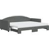 vidaXL Divano letto estraibile con materasso Grigio scuro 90x200 cm Tessuto