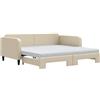 vidaXL Lettino allungabile con materassi crema 100x200 cm in tessuto