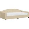 vidaXL Letto da giorno con materasso crema 90x200 cm in tessuto