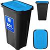 KADAX Pattumiera per la raccolta dei rifiuti, 30 l, robusta pattumiera con coperchio ermetico, pattumiera per sistema di raccolta dei rifiuti, pattumiera in plastica (1, coperchio blu)