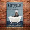 Bioprocess Rottweiler Dog Bath Soap Company Targa in metallo per bagno e soggiorno, decorazione per amanti dei cani, regalo di compleanno, 20 x 30 cm