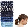 CQXSYTBN 15 elastici per capelli Kknekki, elastici blu per donne e ragazze, morbidi, senza pieghe, eleganti, accessori per coda di cavallo spessi e sottili, elastici senza danni, adatti a tutte le oc