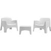 BICA S.P.A. Set giardino Ibiza Terrace, bianco in polipropilene, 2 poltrone con tavolino, set esterno