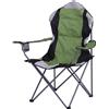 PARTENOPE DISTRIBUZIONE SRL Sedia Camping, Verde, Pieghevole a Fisarmonica, Con Poggioli e Porta Bevande, 60x90x105cm