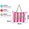PARTENOPE DISTRIBUZIONE SRL Borsa Mare Cordata, 55x40x13 cm, Colori Assortiti, Capiente e Leggera