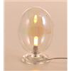 Illuminando UVA LAMPADA DA TAVOLO H23 CM CON SFERA IN VETRO IRIDESCENTE E BASE TRASPARENTE LAMPADINA ATTACCO G9