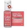 PODERM Smalto Cura per Unghie con Tea Tree - Rosa Corallo | Swiss Lab - 8ML | Arricchito con Tea Tree, Silicio & Biotina | Purifica, Schiarisce & Nutre le Unghie Gialle | Creato da una Podologa