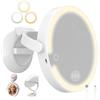 SURFOU Specchio Trucco Ingranditore 1/20X con Luce LED a 3 Colori - Ventosa Forte e Orientabile 360° - Luminosità Regolabile e Ricaricabile - per Maquillaggio Dettagliato, Bagno, Casa e Viaggio