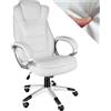 tectake® Poltrona da Ufficio Ergonomica, Sedia Ufficio con Imbottitura Extra Spessa, Poltrona con Poggia-testa Rinforzato, Regolazione Altezza con Molla a Gas, Inclinazione Personalizzabile - bianco
