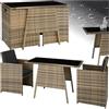 tectake® Salottino Rattan Losanna, Set da Giardino 2 Poltrone e 1 Tavolo, Sedie da Esterno Eleganti, Tavolo Vetro Nero Robusto, Struttura Acciaio Durevole, Conservazione Pratica - Naturale