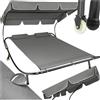 tectake® Lettino Prendisole Doppio con 2 Cuscini da Esterno, Robusto Telaio in Metallo, Comode Rotelle, Tenda da Sole Pieghevole, Resistente agli Agenti Atmosferici - Nero/Grigio