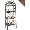 tectake® Scaffale a scala, Libreria in legno e metallo, Stile industrial, 4 ripiani, libreria da parete, struttura stabile con piedi regolabili - 61,5 x 36,5 x 150 cm - Legno industriale scuro