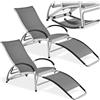 tectake® Set da 2 Lettini prendisole 62x195x53-91 cm, Sdraio da Giardino 2in1 in Alluminio, Sdraio da Balcone, Terrazzo, Piscina, Spiaggia e Mare, Sedia a Dondolo, Regolabile 4 Posizioni - Antracite