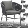 tectake® Set di 6 Sedie, Design a Corda Intrecciata, Struttura in Acciaio Verniciato, Cuscini Extra Spessi, Rivestimenti Idrorepellenti e Lavabili, Piedini Regolabili, 60x61x77 cm
