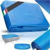 tectake® Pellicola Solare Piscina, 160 x 260 cm, Copripiscina Rettangolare, da Ritagliare, Protegge e Riscalda, Riscaldamento Ecologico, Sicurezza e Pulizia, Adattabile a Piscine Esterne - Blu