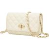 FOXLOVER Borse a tracolla in vera pelle piccole borse a tracolla per donna borsa a tracolla a catena trapuntata Lady Casual Lattice borsa, Bianco 2