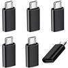 TFAK Confezione da 6 adattatori da micro USB a USBC, tipo C femmina a micro USB maschio, supporta la sincronizzazione dei dati di ricarica, compatibile con Nexus 5, 6, Samsung Galaxy S7, S7 Edge, e altri