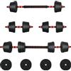 vidaXL Set di manubri 2 in 1 vidaXL da 30 kg, nero e rosso, effetto cemento e sabbia ferrosa