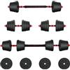 vidaXL Set di manubri 2 in 1 vidaXL da 40 kg, nero e rosso, effetto cemento e sabbia ferrosa