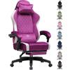 GTPLAYER Sedia da gaming GTPLAYER: sedia ergonomica per PC in tessuto traspirante, sedia da scrivania girevole di grandi dimensioni e alta con poggiapiedi, viola