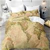 Morbuy Set di Biancheria da Letto di Mappa del Mondo Stampa, 3D Set Copripiumino Matrimoniale Singolo King in Microfibra con Federa e Copripiumini a Cerniera (Beige,200x200cm)