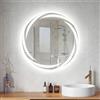 GIANTEX Specchio Rotondo LED per Bagno 60/70/80 CM, Specchio da Trucco Retroilluminato con 3 Colori di Luce, Dimmerazione Continua, Anti-Appannamento, Memoria, Vetro Temperato