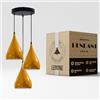 LEDSone Lampadario a sospensione a 3 teste, moderno in metallo a goccia a goccia, lampada a sospensione a grappolo con attacco E27 per soggiorn (Giallo)