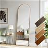 LunaMirror 44 x 146 cm, specchio a figura intera, cornice in alluminio in stile classico marrone giallastro effetto legno, specchio autoportante da pavimento, montaggio a parete, per camera da letto