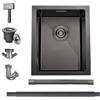 BoomHoze Lavello Cucina 30 x 40 cm, Noir Lavandino, Lavello da Incasso in Acciaio Inox, Moderno Lavandino Camper Cucina, Vasca Singola in Nichel Spazzolato per Piccole Cucine, Bar