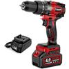 SundpeyPRO Trapano Avvitatore a Batteria 21V Brushless 130Nm con Batteria 4.0Ah, Trapano Avvitatore a Percussione, 20+3 Coppie, 13mm Mandrino, 2 Velocità, per Forare, Avvitare