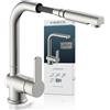 SCHÜTTE Rubinetto da cucina SCHÜTTE LONDON con doccetta estraibile, rubinetto da cucina orientabile a 360 gradi, rubinetto con miscelatore monocomando, miscelatore per lavello effetto acciaio inox