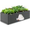 tectake® Aiuola Rialzata Zincata, 200x80x62 cm, 970L, Fioriera da Esterno, Letto per Giardino Fondo Aperto, Orto Rialzato da Esterno, Per Giardinaggio, Erbe, Ortaggi Frutta, Fiori, Guanti Inc- Grigio