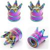 Misuyue 4 pezzi tappo valvola auto Crown, tappo valvola auto in metallo per impieghi gravosi, tappo valvola bici universale in alluminio per auto, camion, moto, SUV (Colorato)