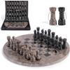 EARTHENTONES Set di scacchi in marmo EarthenTones per adulti con scatola di conservazione complementare, scacchiera nera oceanica fatta a mano da 30 cm, giochi da tavolo di lusso per adulti con regine extra
