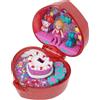 Polly Pocket - Cofanetto 80° Anniversario Mattel, portagioie con mini bambola, palloncino a forma di cucciolo e anello indossabile, scatola a tema festivo, giocattolo per bambini, 4+ anni, JGK21