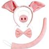 AYZDJ Set costume da maiale, cerchietto con orecchie di maiale, naso finto e coda di maiale, kit per adulti e bambini, accessori divertenti per travestimenti con animali