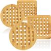 COM-FOUR® 4x sottopentola in bambù - Sottopentola per pentole, padelle, casseruole e wok - Supporto per pentole (4 pezzi - bambù - rotondo + quadrato)