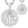 EUDORA Harmony Ball S925 Argento Sterling Medaglia di San Benedetto Collana San Benito per Donne Uomini, Ciondolo Amuleto di San Benedetto Regalo di Gioielli Cattolici Cristiani, 22+2