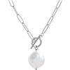 TaYolnFaSo Collana con ciondolo a forma di graffetta, placcata in oro 18 carati, con pietra naturale e pietra portafortuna, gioiello per San Valentino, regalo per donne, 19.5 inches, Acciaio